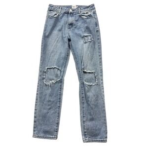 Princess Polly Ripped Denim Jeans Light Wash Distressed Blue AU 8‎ US 4